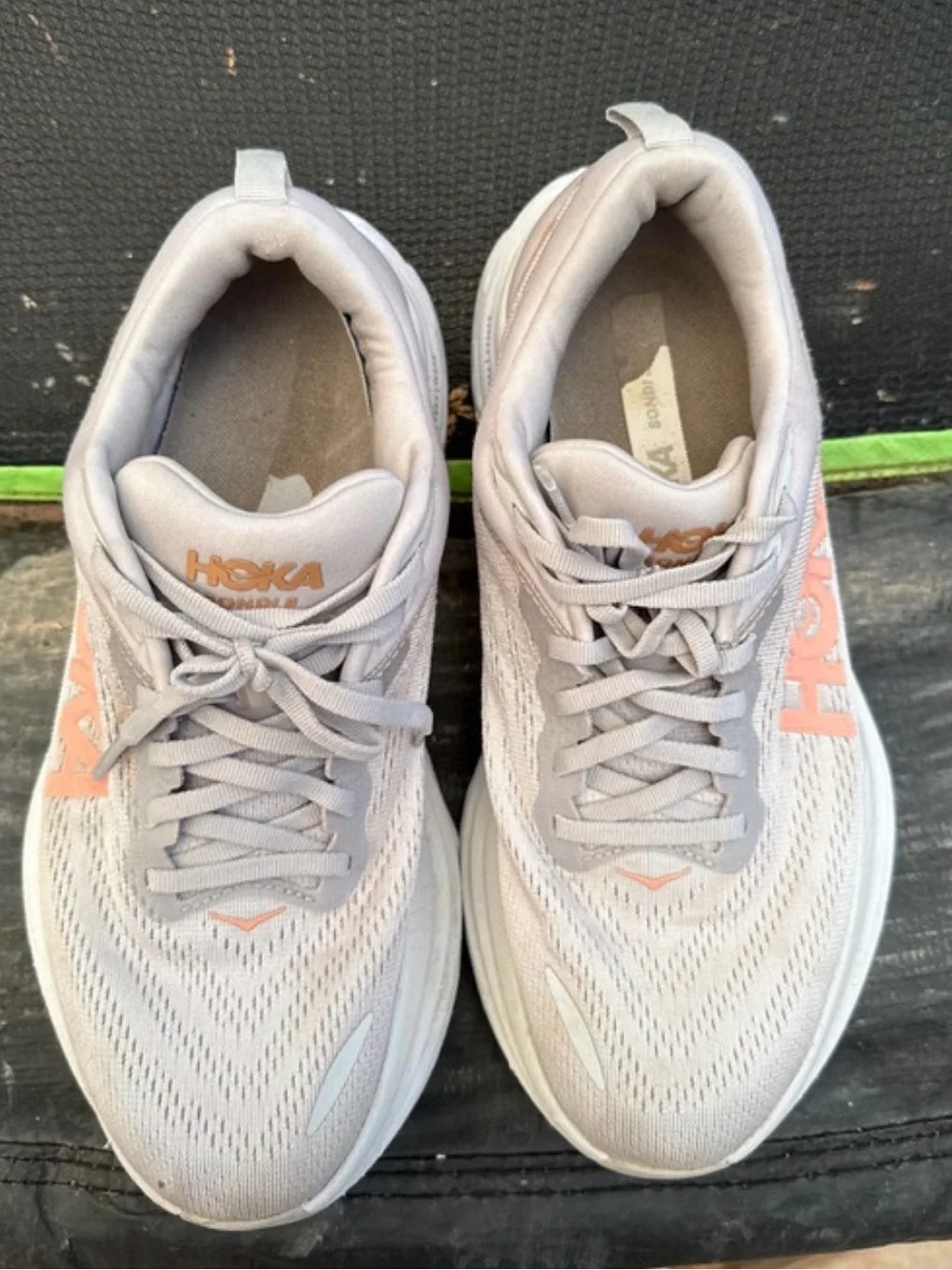 Hoka Women's Light Gray with Peach Accent Running Sneakers